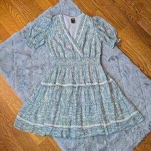 Taylor Green/Blue Chiffon Dress, Womens 8, Great Condition